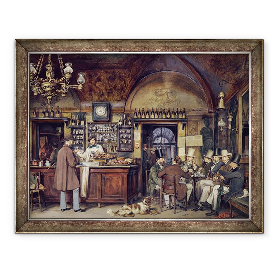 Tablou inramat - Ludwig Passini - Cafeneaua Grecesc din Roma, 60 x 80 cm