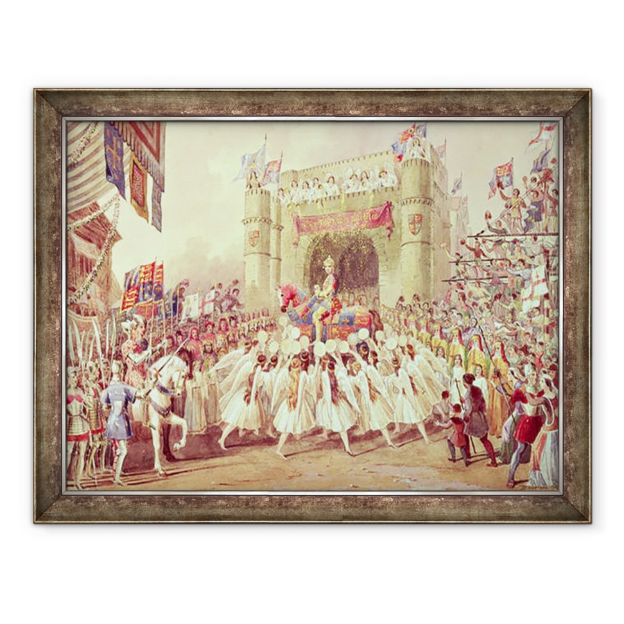Tablou inramat - F. Lloyds - Dusul aurului, scena din productia lui Charles Kean a lui Henry al V-lea, Teatrul Princess, 60 x 80 cm