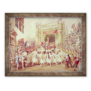 Tablou inramat - F. Lloyds - Dusul aurului, scena din productia lui Charles Kean a lui Henry al V-lea, Teatrul Princess, 60 x 80 cm Tablou inramat - F. Lloyds - Dusul aurului, scena din productia lui Charles Kean a lui Henry al V-lea, Teatrul Princess, 60 x 80 cm