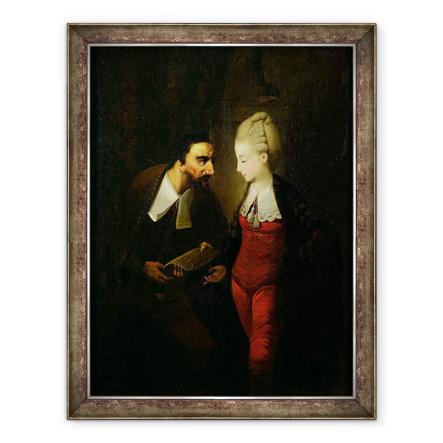 Tablou inramat - Edward Alcock - Portia si Shylock din Negustorul din Venetia Actul IV, scena I, 60 x 80 cm