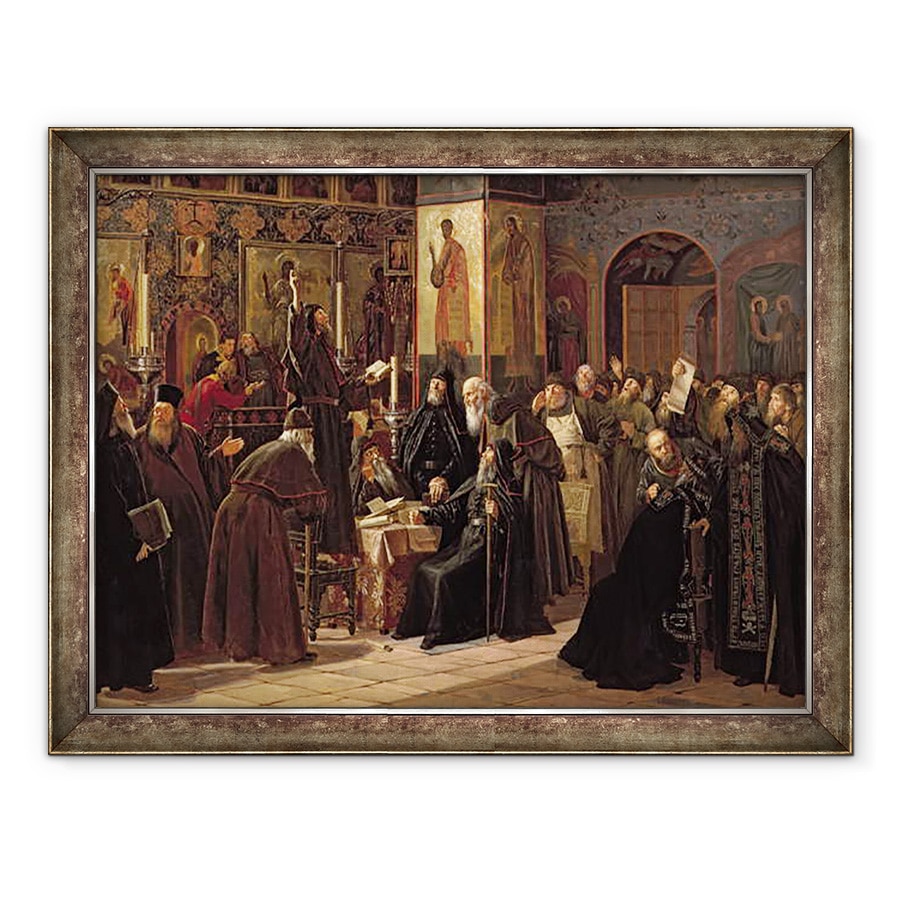 Tablou inramat - Sergei Dmitrievich Miloradovich - Revolta Manastirii Solovetsy impotriva cartilor noi in 1666, 60 x 80 cm