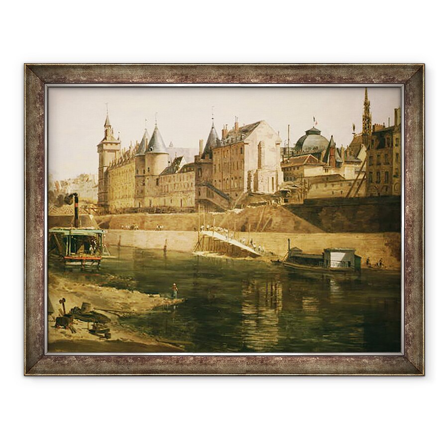 Tablou inramat - Adrien Dauzats - Palatul de Justitie, Conciergerie si Tour de lHorloge, 70 x 90 cm