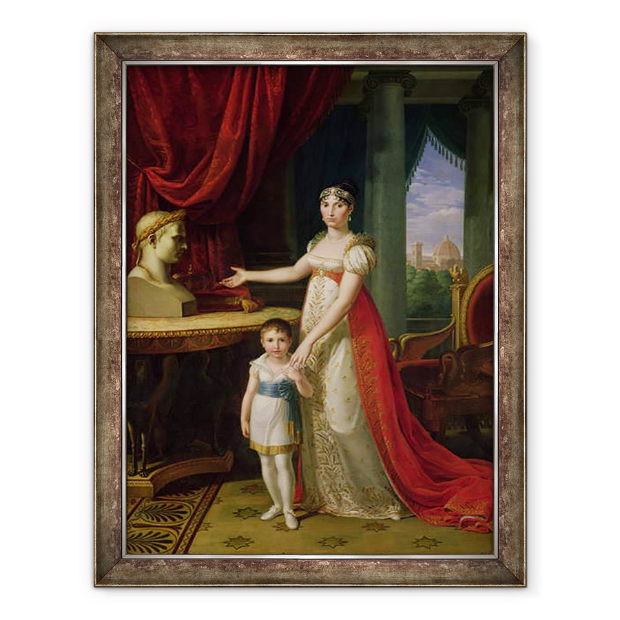 Tablou inramat - Pietro Benvenuti - Elisa Bonaparte 1777-1820 Mare Ducesa de Toscana si fiica ei Napoleone-Elisa, 60 x 80 cm