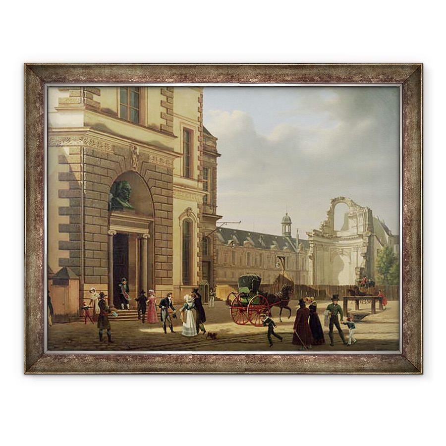 Tablou inramat - Etienne Bouhot - Intrarea in Biserica Musee de Luvru si St Louis, 70 x 90 cm