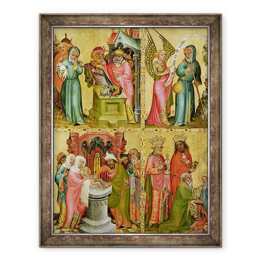 Tablou inramat - Master Bertram of Minden - Sacrificiul lui Ioachim si taierea imprejur a lui Hristos, din aripa stanga a altarului Buxtehude, 70 x 90 cm