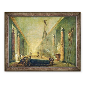 Tablou inramat - Hubert Robert - Vedere la Marea Galerie a Luvru in timpul restaurarii, 60 x 80 cm Tablou inramat - Hubert Robert - Vedere la Marea Galerie a Luvru in timpul restaurarii, 60 x 80 cm