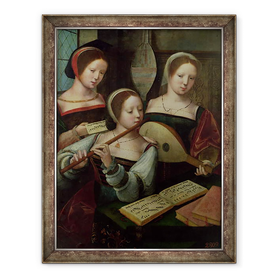 Tablou inramat - Master of the Female Half Lengths - Trei muzicieni, 60 x 80 cm