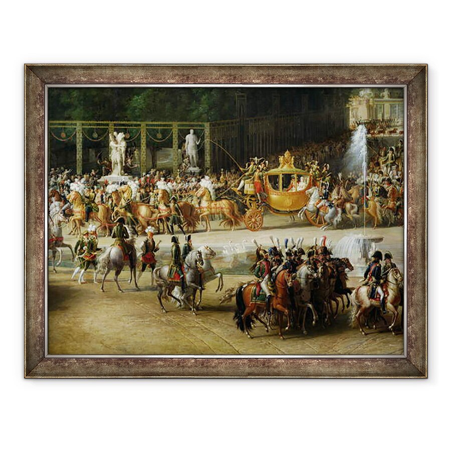 Tablou inramat - Etienne-Barthelemy Garnier - Intrarea lui Napoleon 1769-1821 si Marie-Louise 1791-1847 in Gradinile Tuileries in ziua nuntii lor, 60 x 80 cm