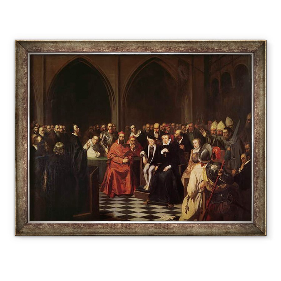 Tablou inramat - Joseph-Nicolas Robert-Fleury - Colocviul de Poissy in 1561, 60 x 80 cm