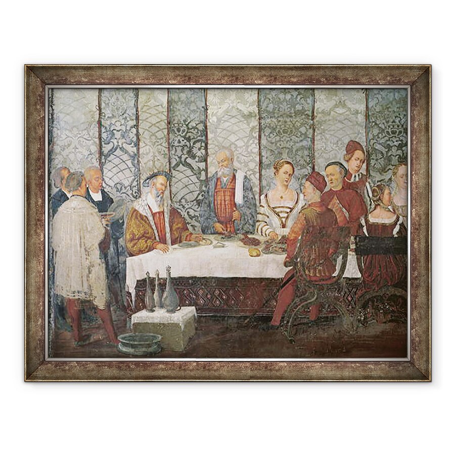 Tablou inramat - Girolamo Romanino - Banchet acordat de Bartolomeo Colleoni pentru regele Christian I al Danemarcei, 60 x 80 cm