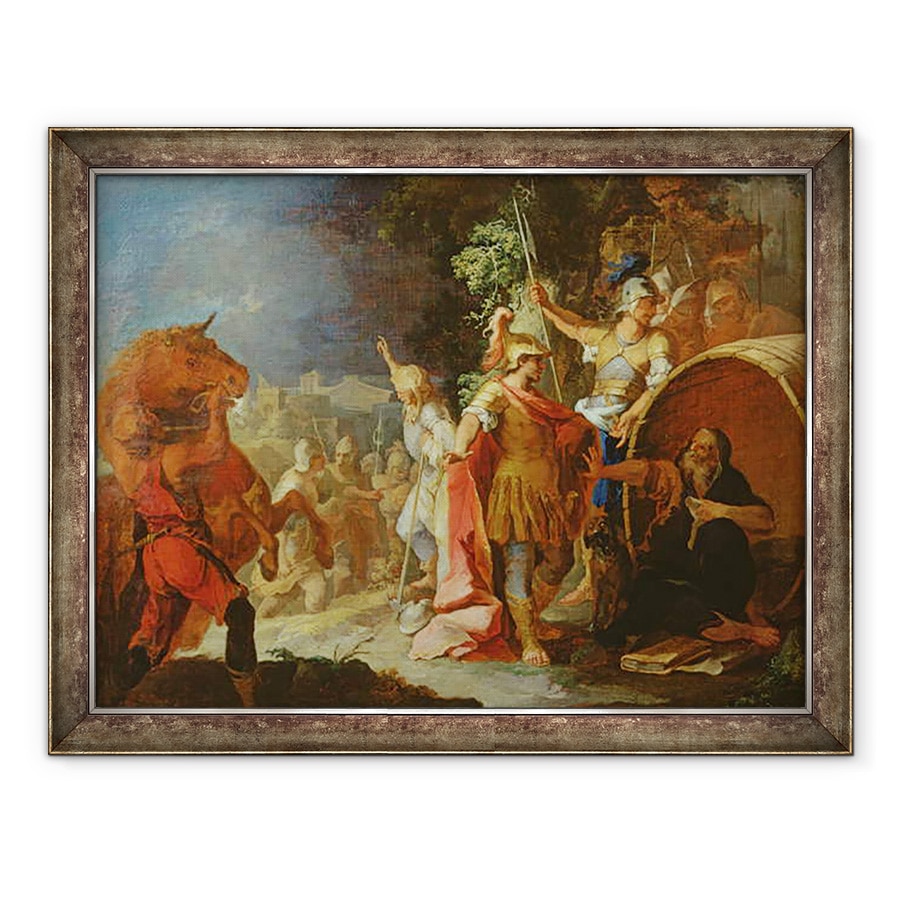 Tablou inramat - Pierre Paul Sevin - Alexandru cel Mare 356-323 i.Hr. si Diogene c.400-325 i.Hr., 60 x 80 cm