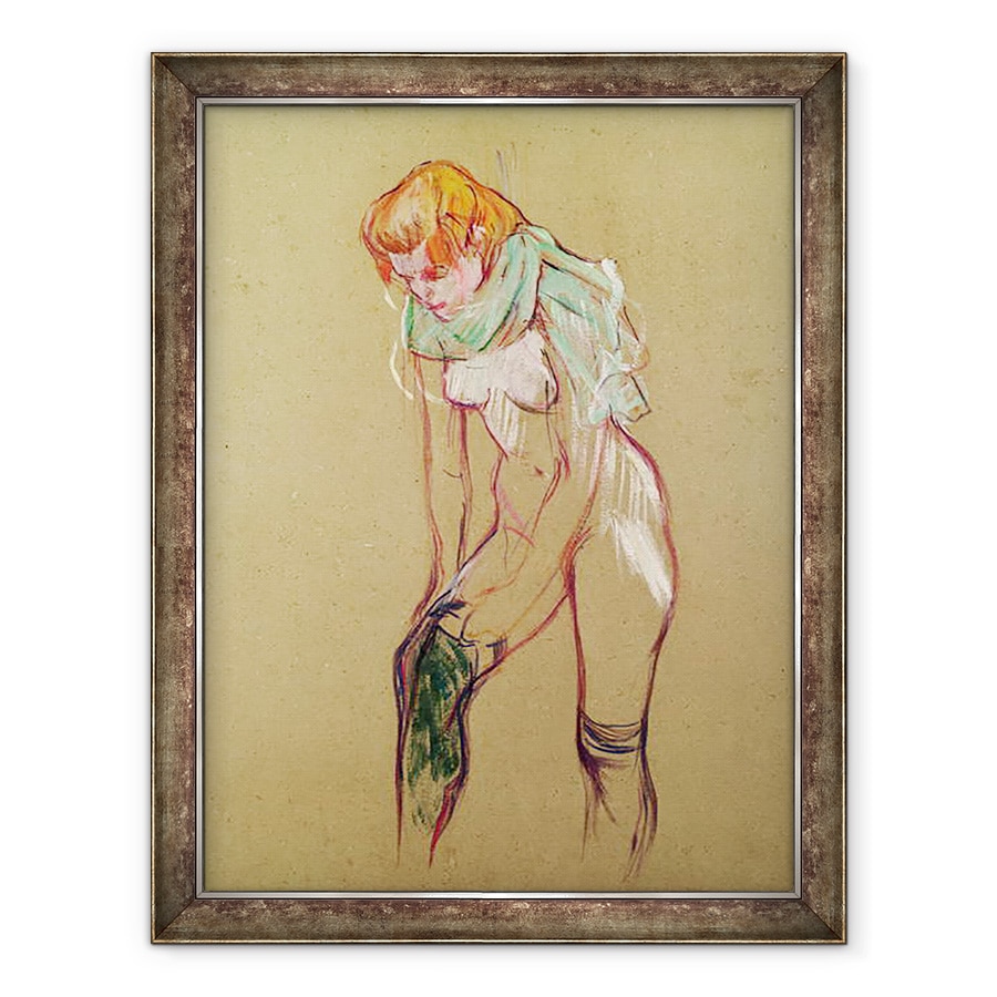 Tablou inramat - Henri de Toulouse-Lautrec - Femeia tragand in sus ciorapul ei, 60 x 80 cm