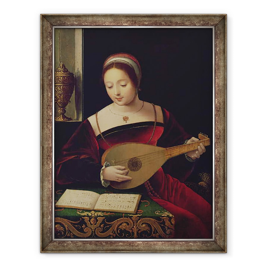 Tablou inramat - Master of the Female Half Lengths - Maria Magdalena canta la lauta, 60 x 80 cm