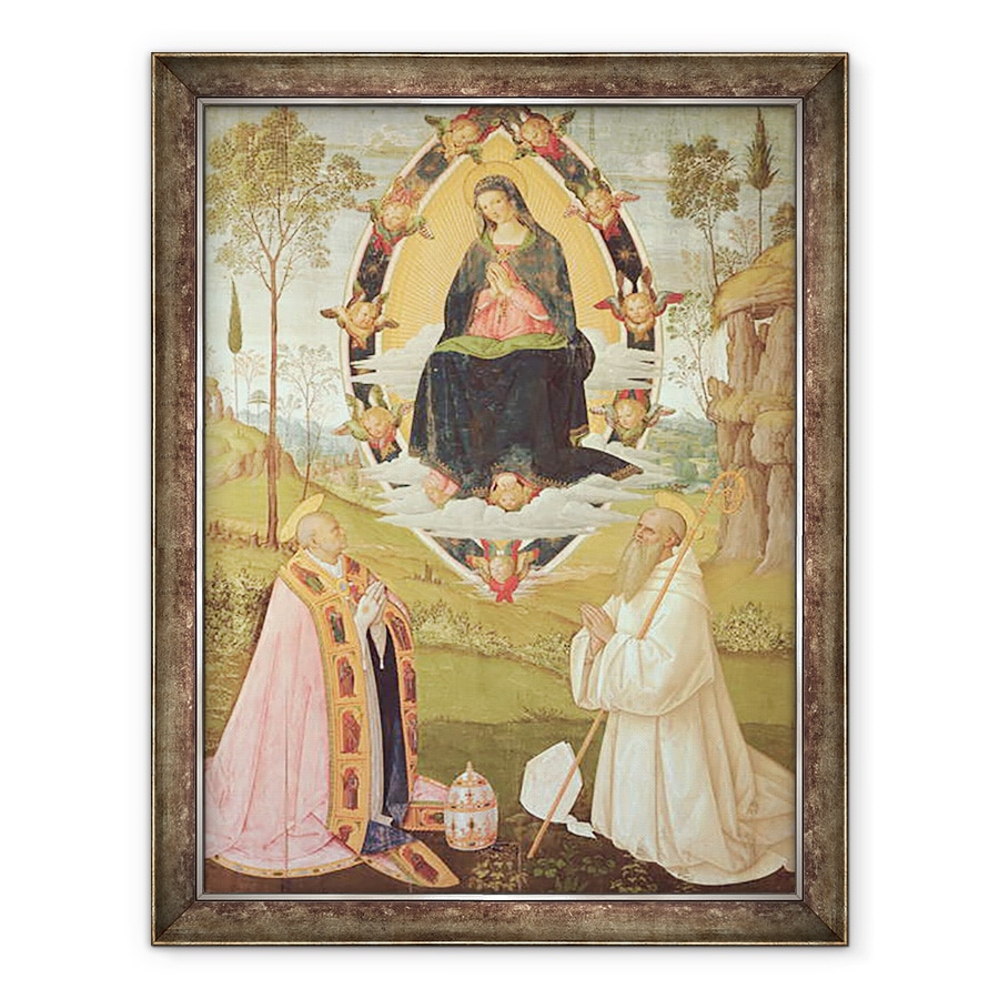 Tablou inramat - Bernardino di Betto Pinturicchio - Fecioara in glorie cu Sfantul Grigorie si Sfantul Bene, 60 x 80 cm