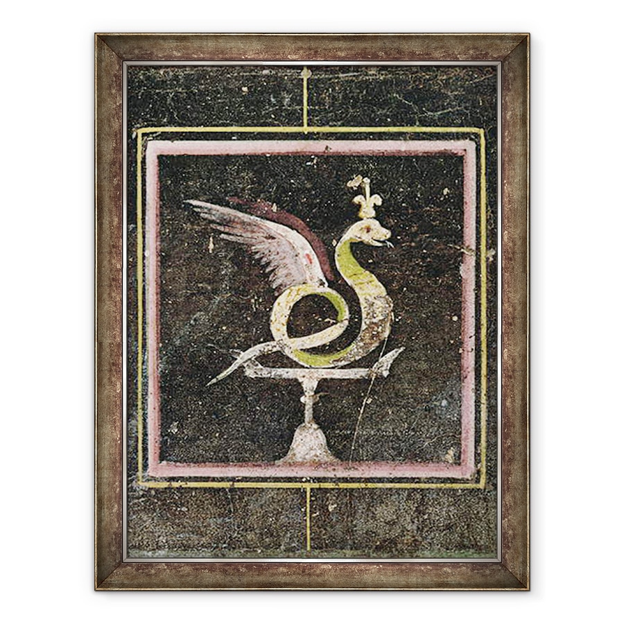Tablou inramat - Roman - Un sarpe inaripat, detaliu dintr-un tabel decorat cu picturi in stil egiptean, 60 x 80 cm