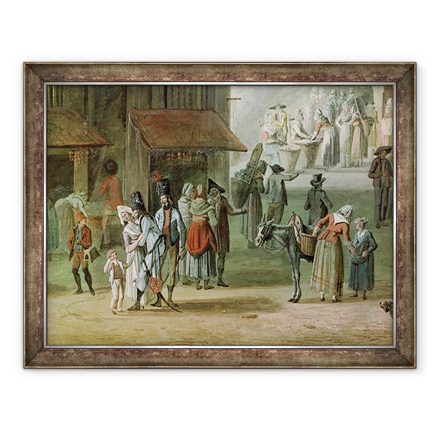 Tablou inramat - Thomas Naudet - Place de lApport-Paris in fata Grand-Chatelet, detaliu de oameni din partea stanga, 60 x 80 cm
