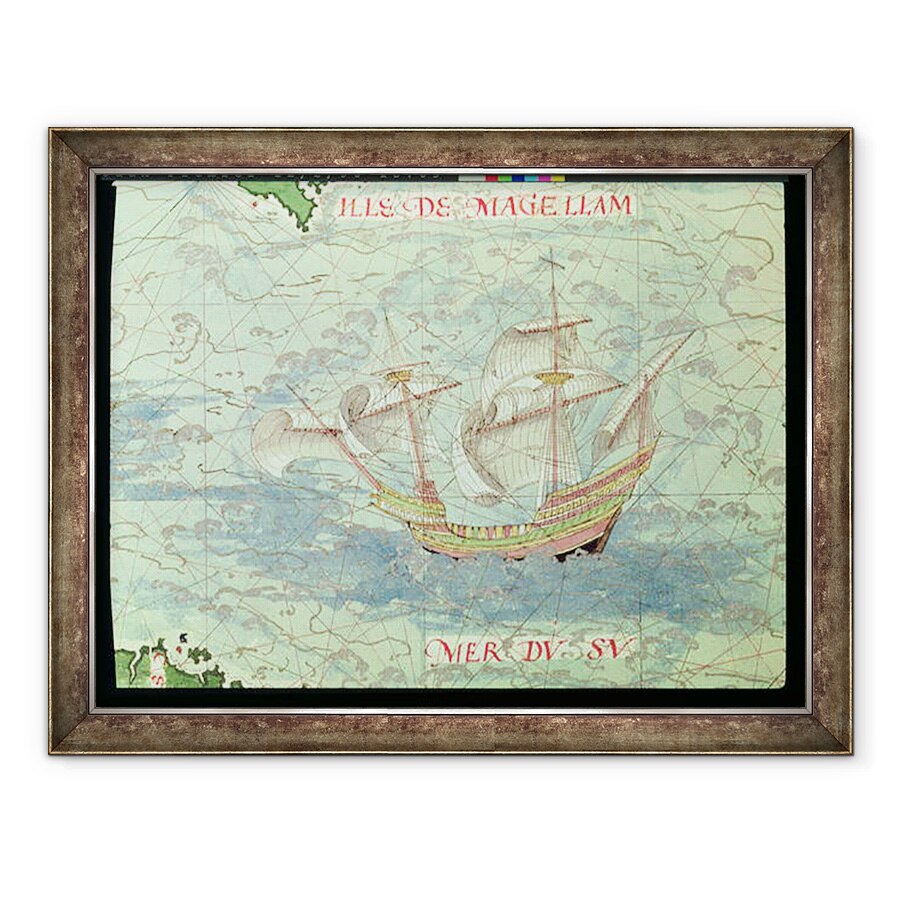 Tablou inramat - Guillaume Le Testu - F.41v A Caravel, detaliu de la Cosmographie Universelle, 60 x 80 cm