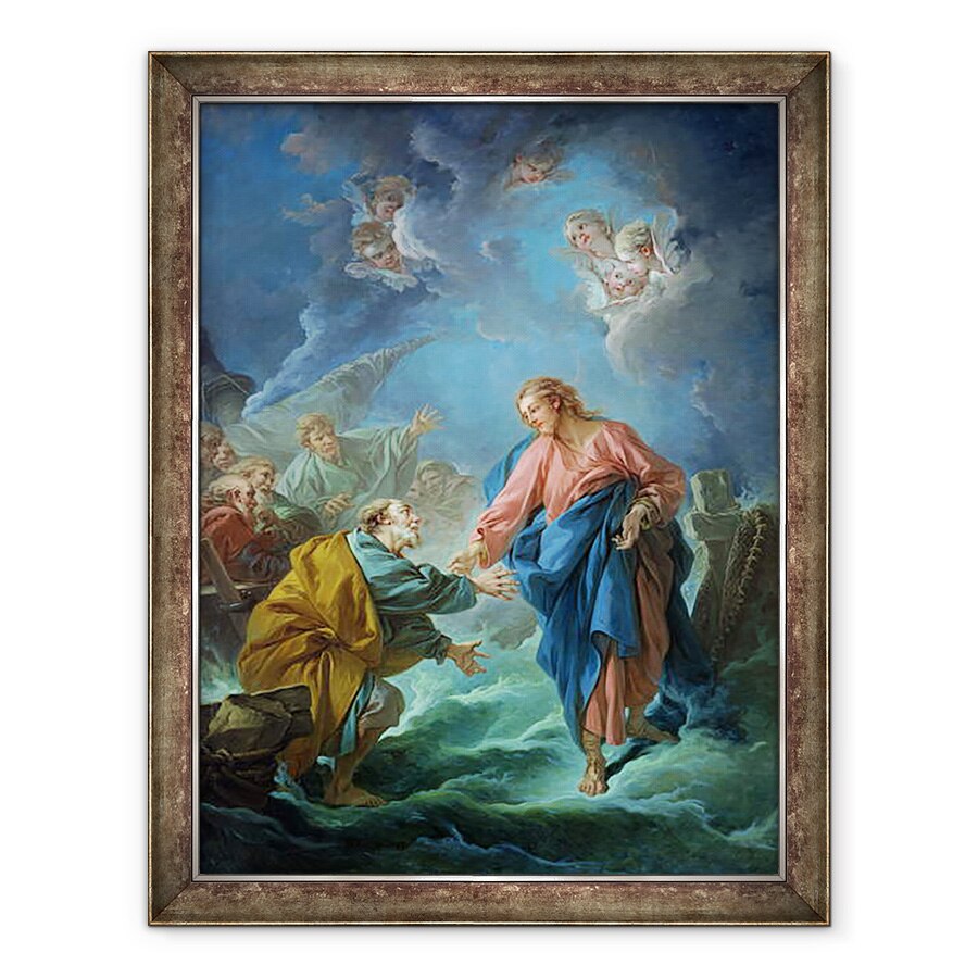 Tablou inramat - Francois Boucher - Sfantul Petru a fost invitat sa mearga pe apa, 60 x 80 cm