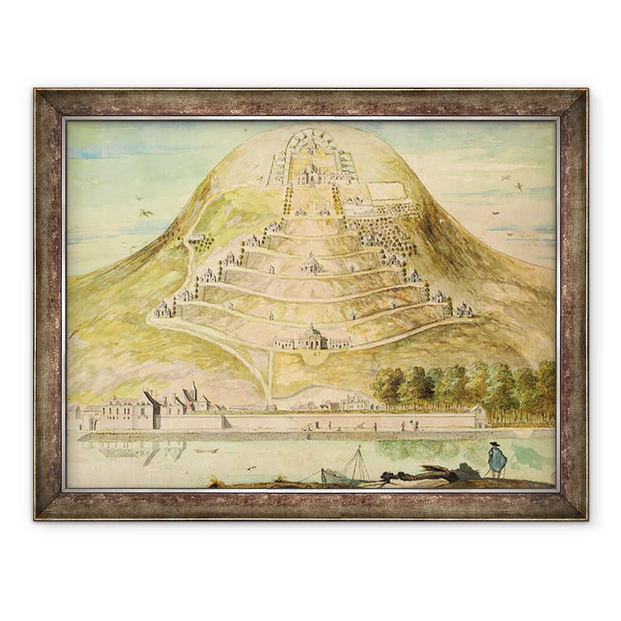 Tablou inramat - Scoala franceza - Planul de dezvoltare a Muntelui Valerien, 60 x 80 cm