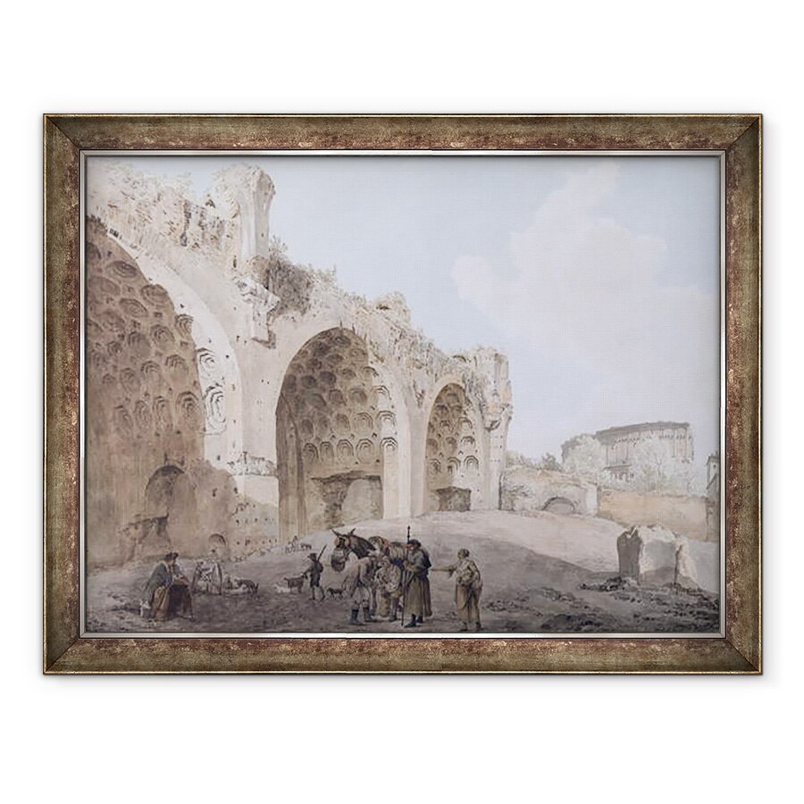 Tablou inramat - Abraham Louis Rudolph Ducros - Vedere in Forumul Roman Templul Pacii 1779, 60 x 80 cm