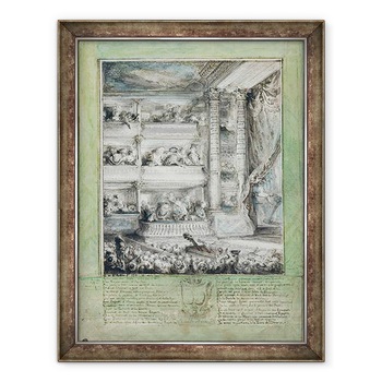 Tablou inramat - Gabriel de Saint-Aubin - incoronarea lui Voltaire la Teatrul Francais, 60 x 80 cm Tablou inramat - Gabriel de Saint-Aubin - incoronarea lui Voltaire la Teatrul Francais, 60 x 80 cm