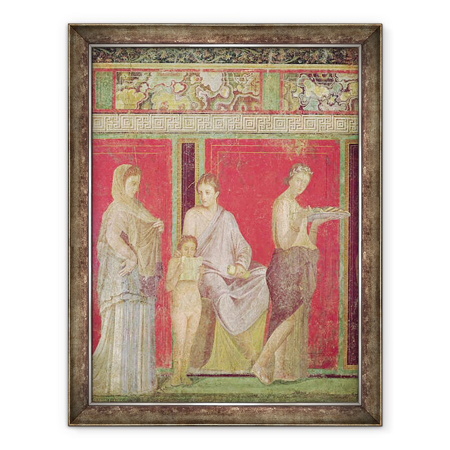 Tablou inramat - Roman - Catehismul cu o tanara care citeste si initiaza o ofranda, Zidul de Nord, Oecus 5, 60 x 80 cm