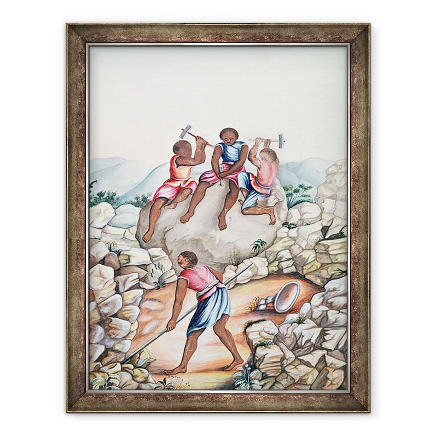 Tablou inramat - Carlos Juliao - Sclavii minerit diamant in regiunea Serro Frio, Minas Gerais, 60 x 80 cm