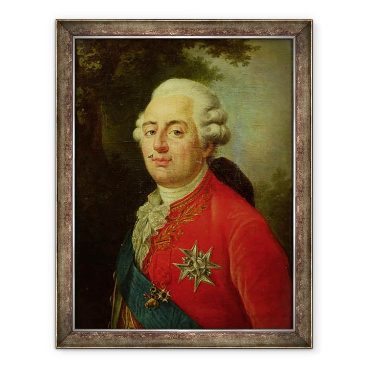 Francia iskola - XVI. Lajos 1754-1793 francia király portréja, Keretezett kép, 60 x 80 cm