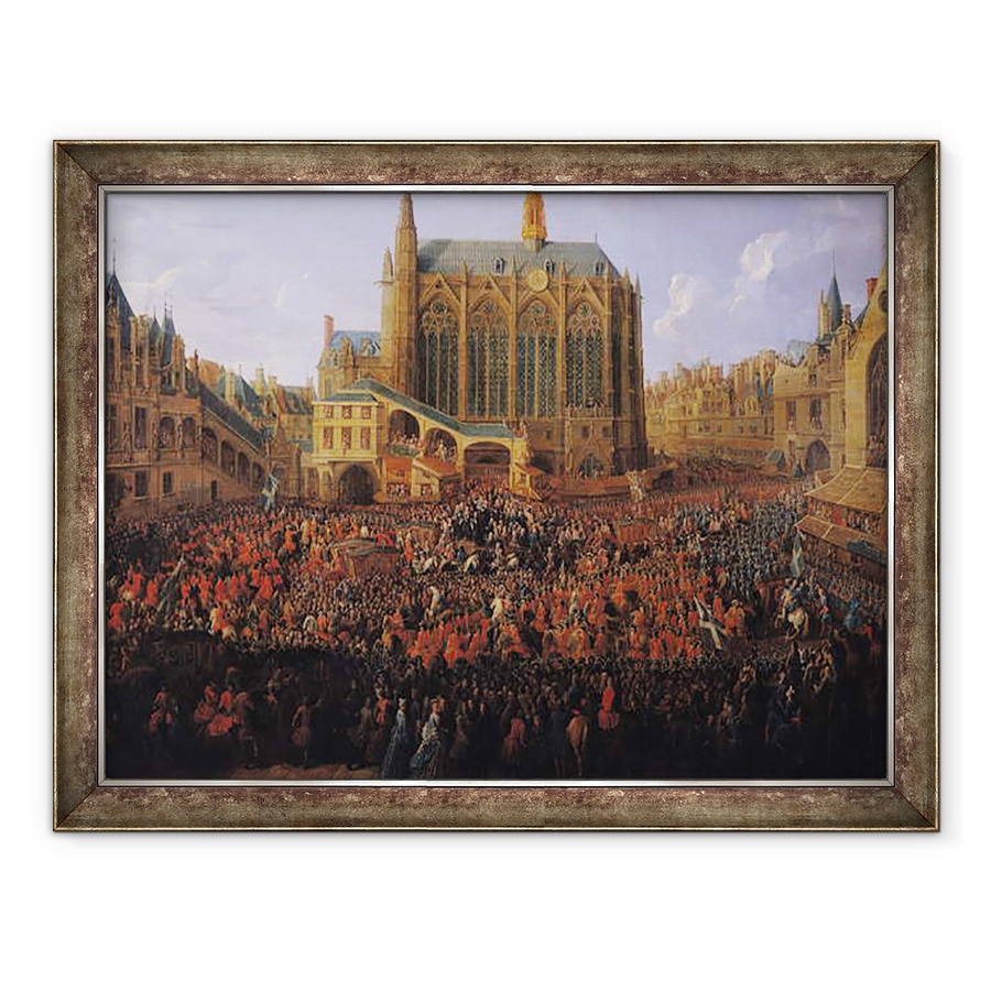Tablou inramat - Pierre-Denis Martin - Plecarea lui Ludovic al XV-lea 1710-74 din Sainte-Chapelle II, 60 x 80 cm