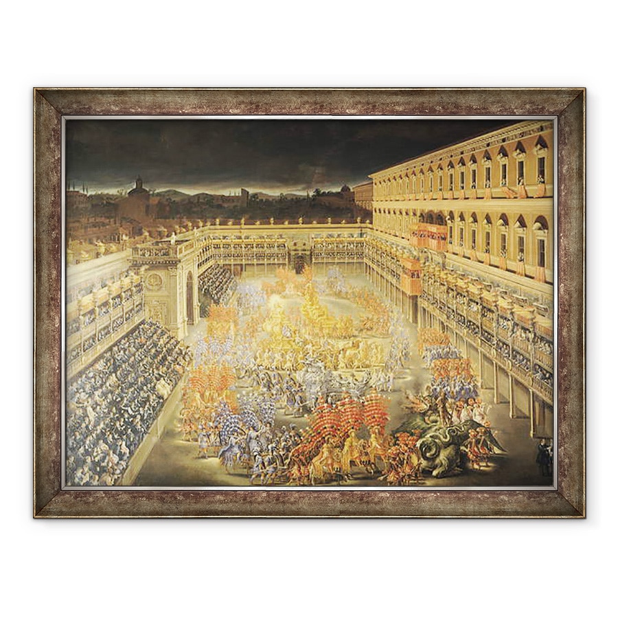 Tablou inramat - Filippo Lauri - Festivalul in onoarea reginei Christina 1626-89 a Suediei la Palazzo Barberini, 60 x 80 cm