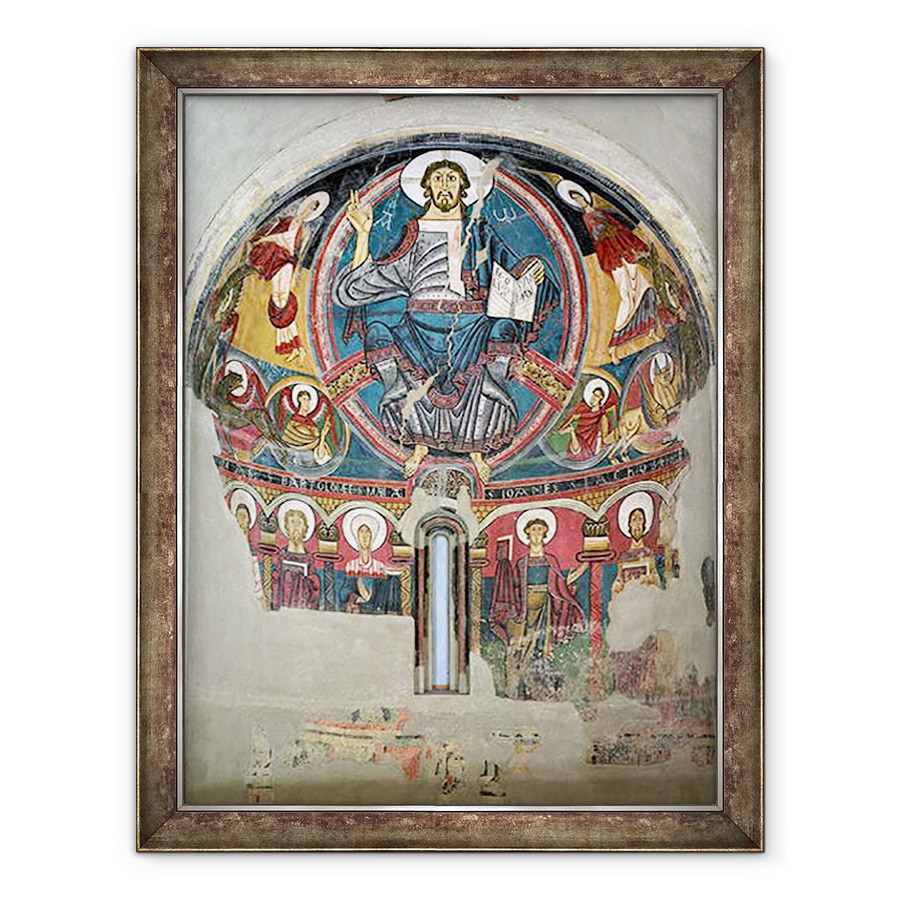 Tablou inramat - Scoala Catalana - Hristos in slava, de la Biserica San Clemente de Tahull, Lerida, 70 x 90 cm