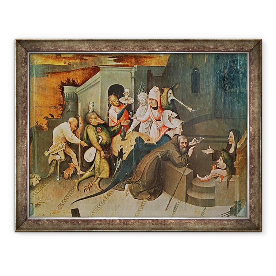 Tablou inramat - Hieronymus Bosch - Triptic al ispitei Sfantului Anton, 60 x 80 cm