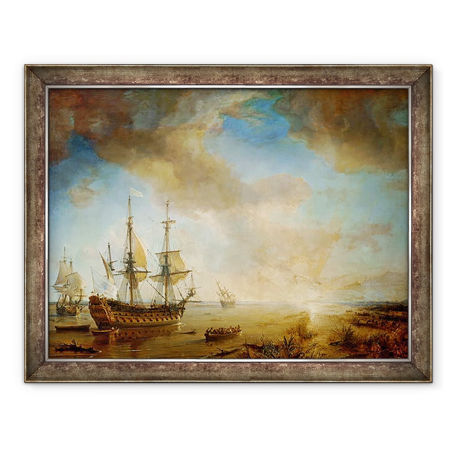 Tablou inramat - Jean Antoine Theodore Gudin - Expeditia lui Robert Cavelier de La Salle 1643-87 in Louisiana in 1684, 60 x 80 cm