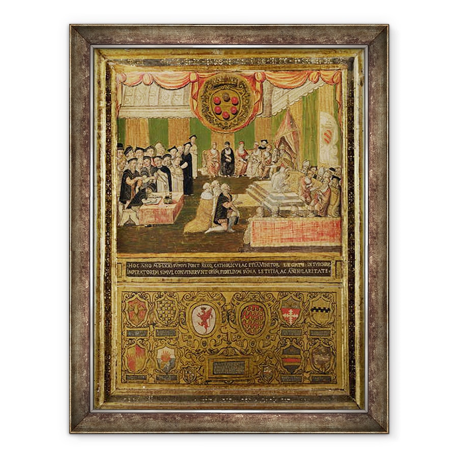 Tablou inramat - Scoala Italiana - Ratificarea Ligii impotriva turcilor, 70 x 90 cm