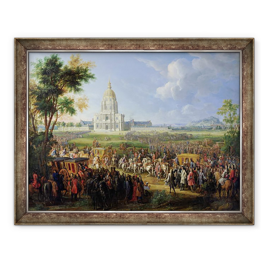 Tablou inramat - Pierre-Denis Martin - Ludovic al XIV-lea 1638-1715 si anturajul sau in vizita la Les Invalides, 60 x 80 cm