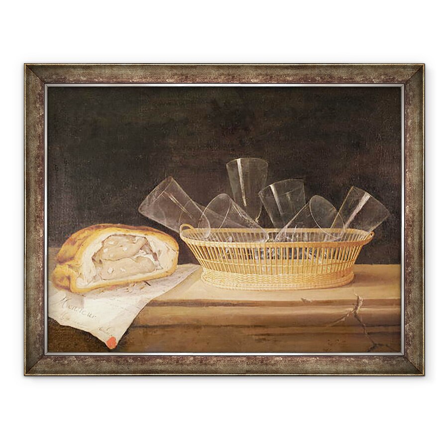 Tablou inramat - Sebastian Stoskopff - Cos cu Ochelari si Placinta, 60 x 80 cm