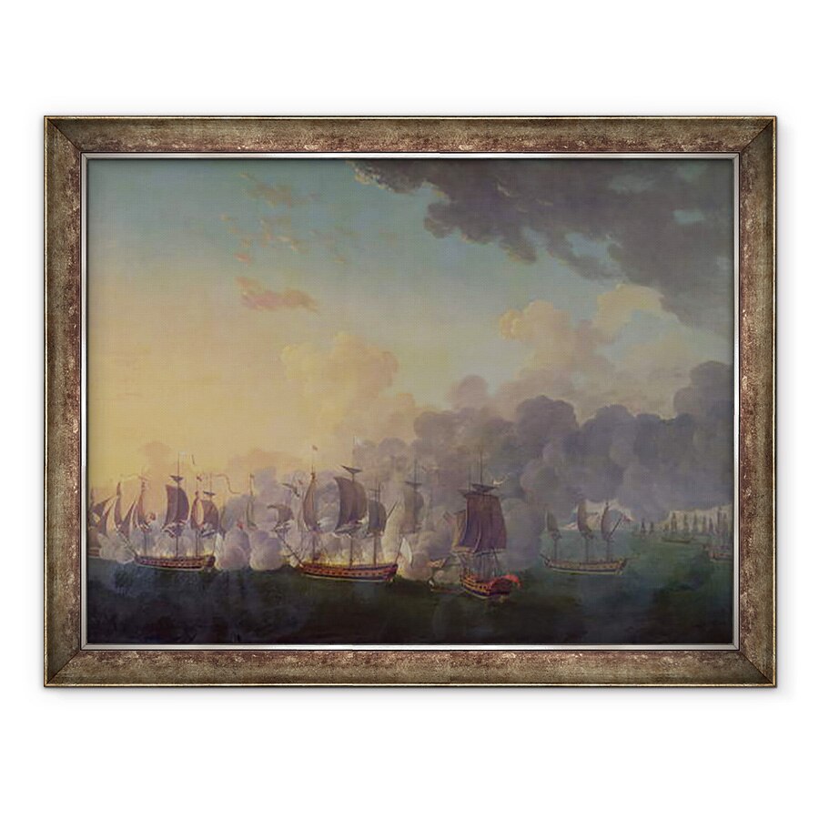 Tablou inramat - Auguste Rossel De Cercy - Batalia de la Louisbourg pe 21 iulie 1781, 60 x 80 cm