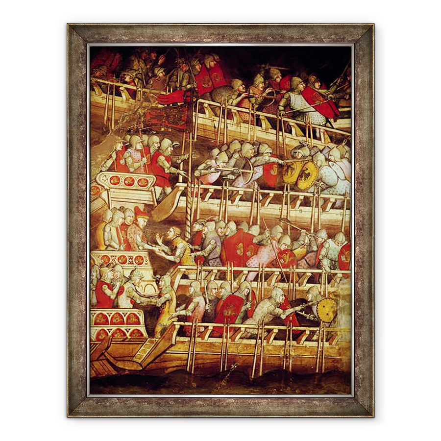 Tablou inramat - Aretino Luca Spinello - Istoria Papei Alexandru al III-lea 1105-81, Flota venetiana victorioasa asupra imparatului Frederic Barbarossa c.1123-90 1407, 60 x 80 cm