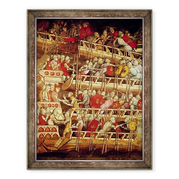 Tablou inramat - Aretino Luca Spinello - Istoria Papei Alexandru al III-lea 1105-81, Flota venetiana victorioasa asupra imparatului Frederic Barbarossa c.1123-90 1407, 60 x 80 cm Tablou inramat - Aretino Luca Spinello - Istoria Papei Alexandru al III-lea 1105-81, Flota venetiana victorioasa asupra imparatului Frederic Barbarossa c.1123-90 1407, 60 x 80 cm