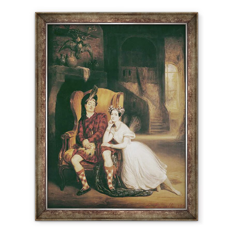 Tablou inramat - Francois Gabriel Guillaume Lepaulle - Marie 1804-84 si Paul Taglioni 1808-84 in baletul La Sylphide, 70 x 90 cm