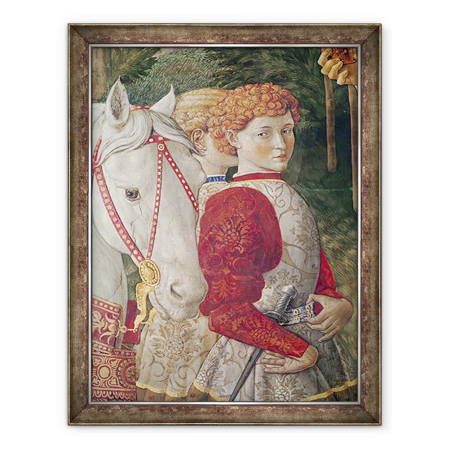 Tablou inramat - Benozzo di Lese di Sandro Gozzoli - Doi insotitori Liveried si capul lui Lorenzo Calul Magic, detaliu din ciclul Calatoria Magilor in capela, 60 x 80 cm