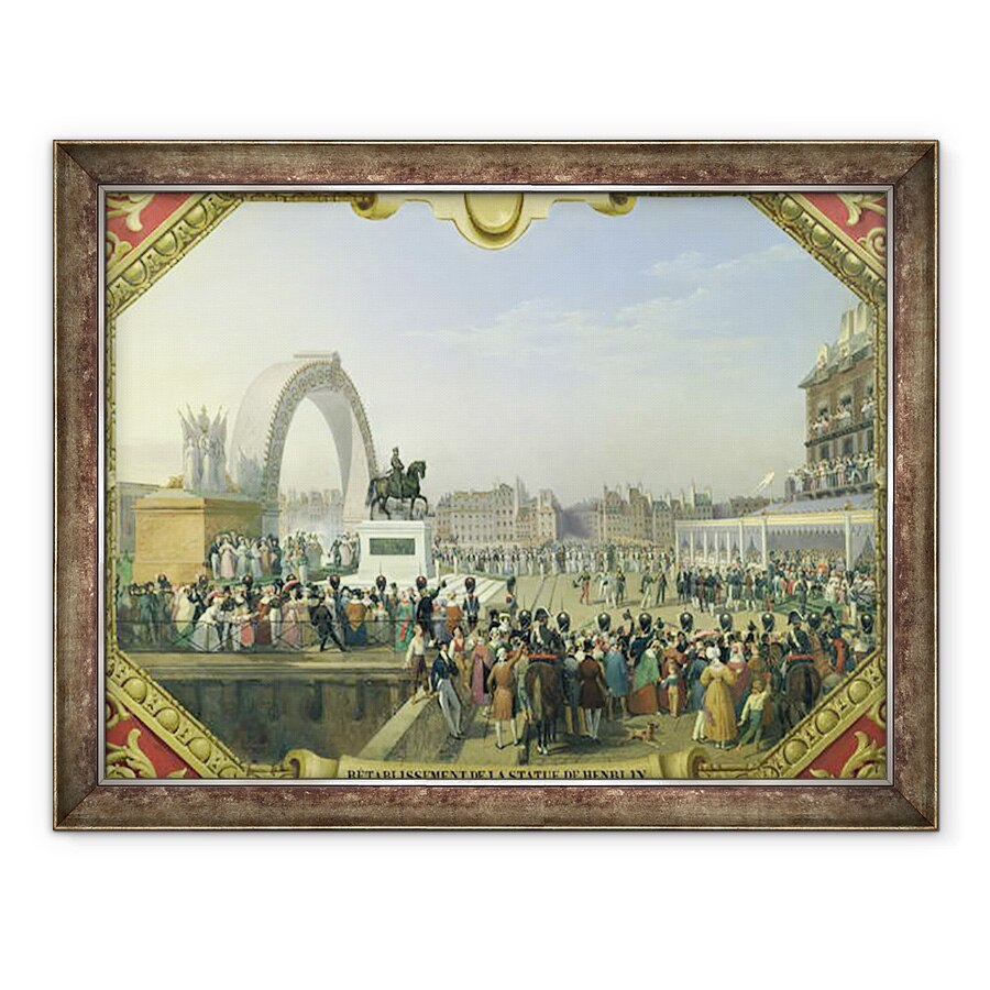 Tablou inramat - Hippolyte Lecomte - Restabilirea statuii lui Henri IV 1553-1610 pe Pont Neuf, 70 x 90 cm