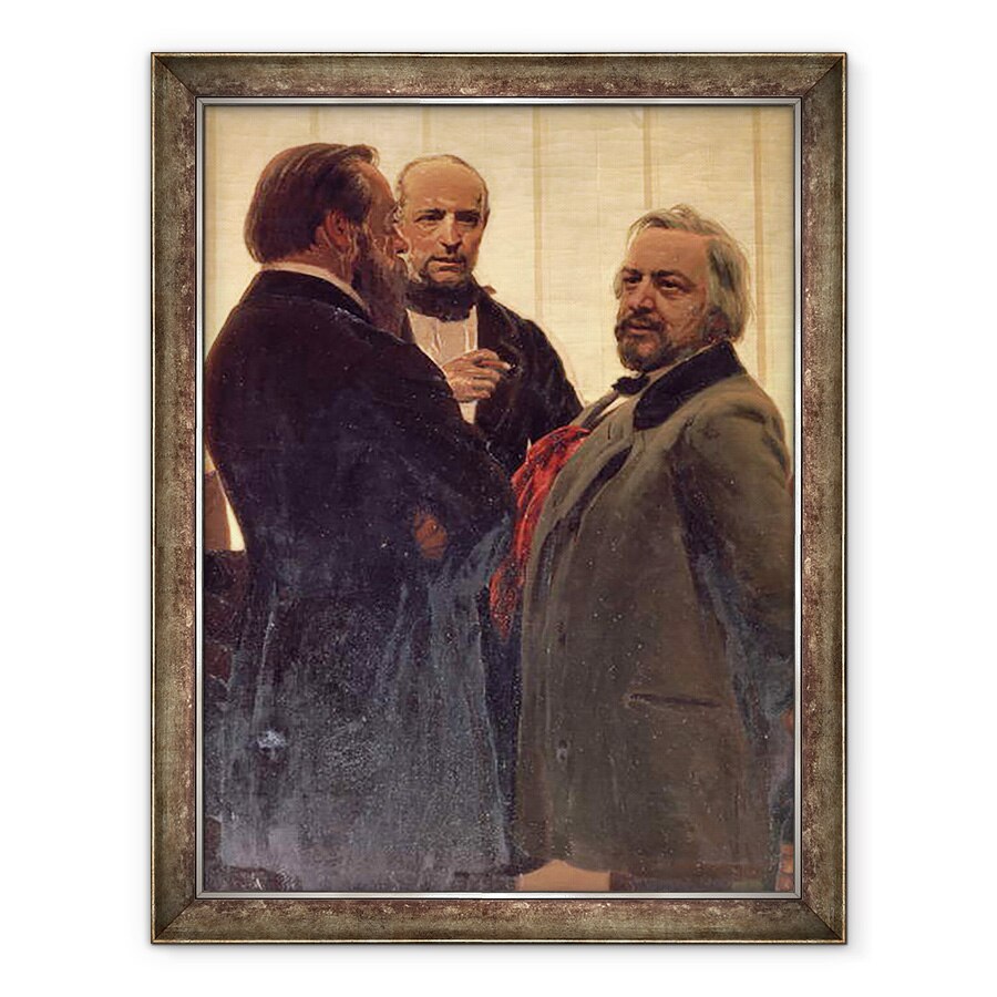 Tablou inramat - Ilya Efimovich Repin - Vladimir Odoevski 1803-69, Mily Balakirev 1837-1910 si Mihail Ivanovici Glinka 1804-57, 60 x 80 cm