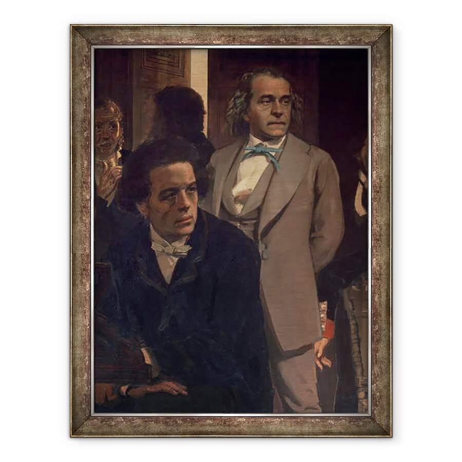 Tablou inramat - Ilya Efimovich Repin - Anton Grigorievici Rubinstein 1829-94 si Alexander Nikolaevici Serov 1820-71, de la compozitori slavoni, 60 x 80 cm