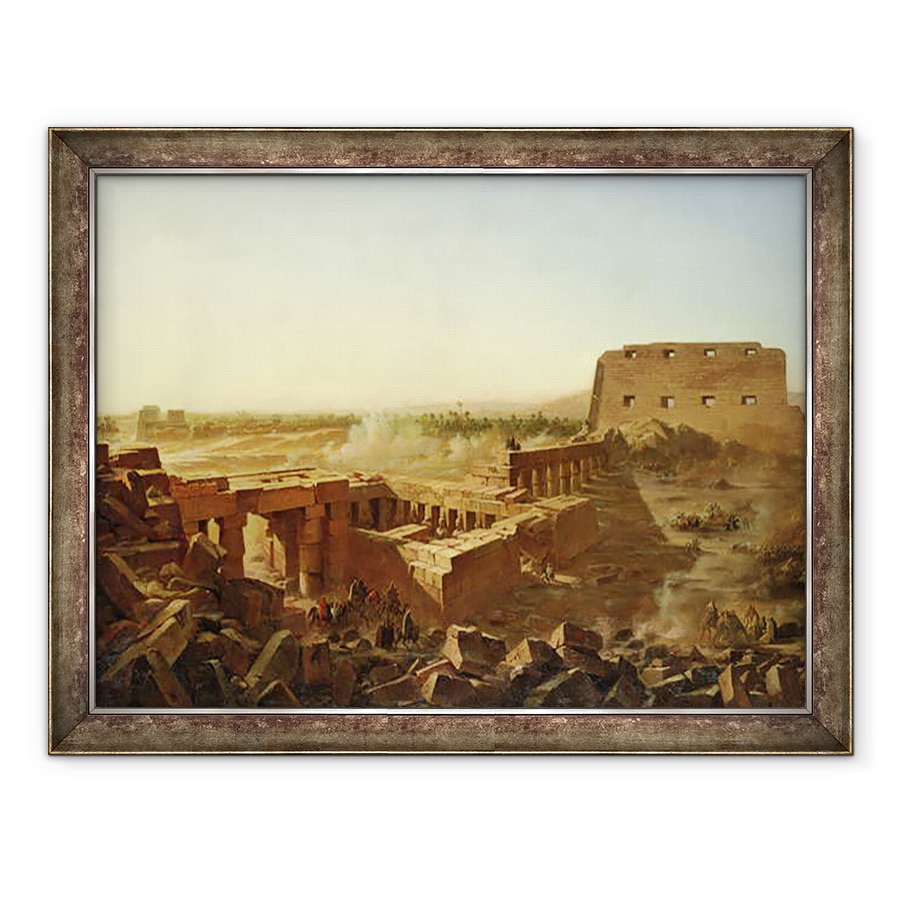 Tablou inramat - Jean Charles Langlois - Batalia de la Templul din Karnak, Campania Egiptului, 70 x 90 cm