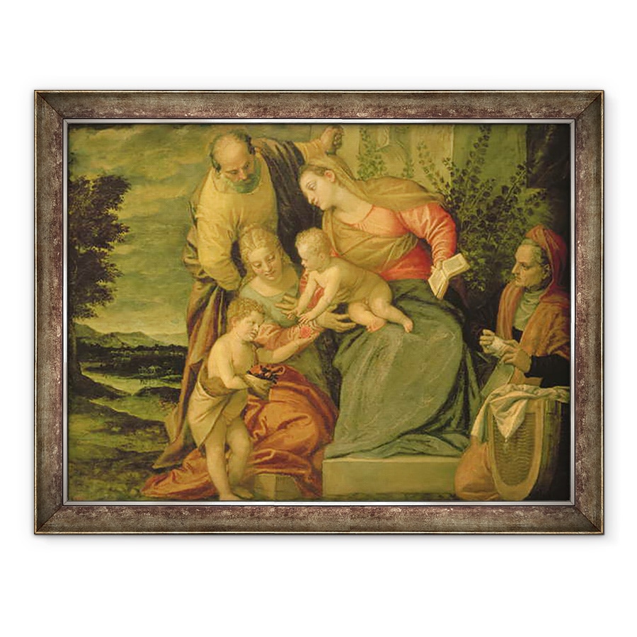 Tablou inramat - Veronese - Sfanta familie cu Sfanta Elisabeta si Ioan Botezatorul, 70 x 90 cm