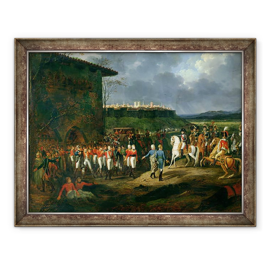 Tablou inramat - Hippolyte Lecomte - Prizonierii englezi de la Astorga fiind prezentati lui Napoleon Bonaparte 1769-1821 in 1809, detaliu I, 60 x 80 cm