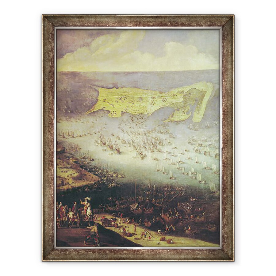 Tablou inramat - Scoala franceza - Ridicarea asediului de la Ile de Re I, 70 x 90 cm