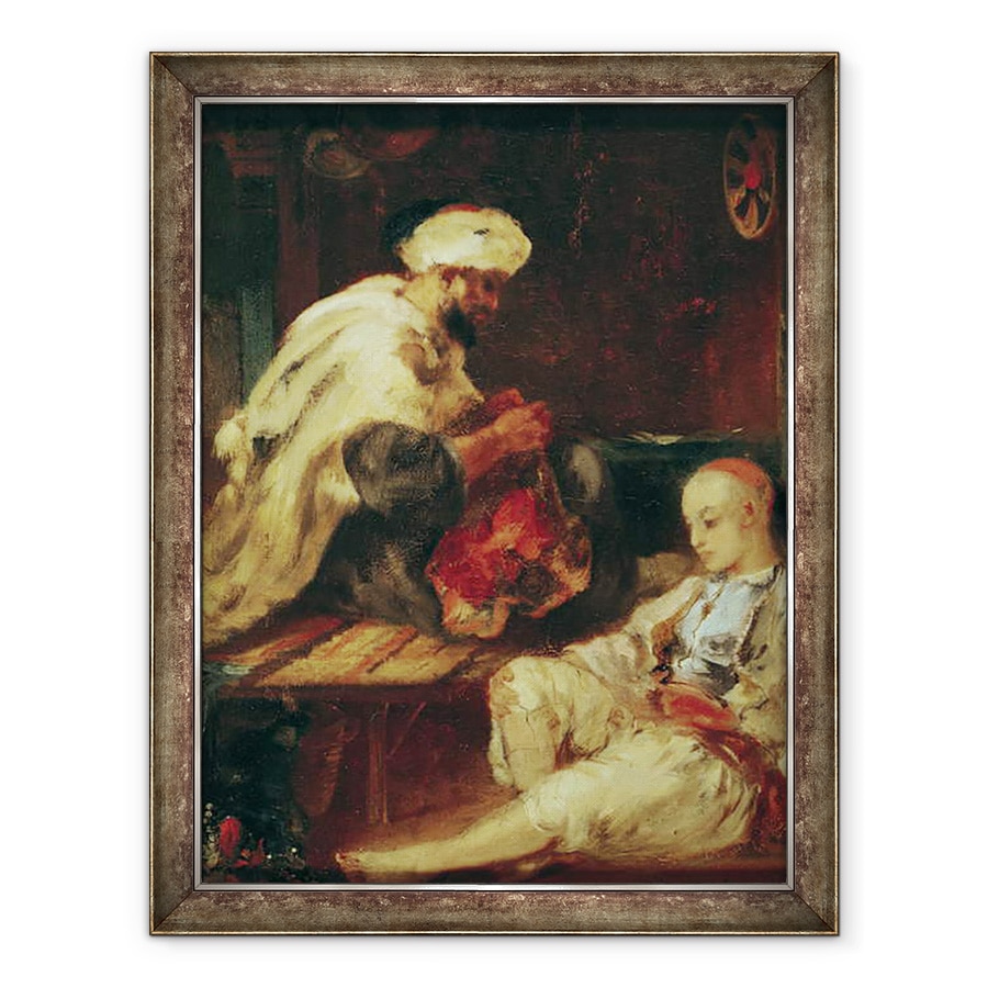 Tablou inramat - Eugene Fromentin - Interiorul Atelierului unui croitor arab, 70 x 90 cm