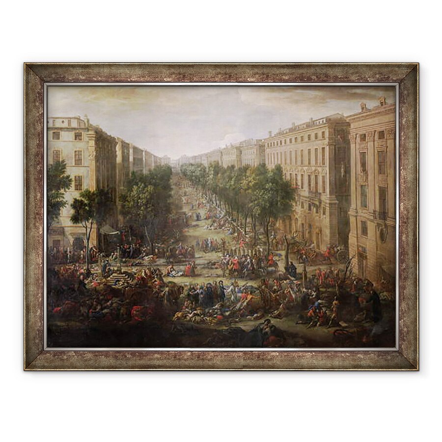 Tablou inramat - Michel Serre - Vedere de Cours Belsunce, Marsilia, in timpul ciuma din 1720, 70 x 90 cm